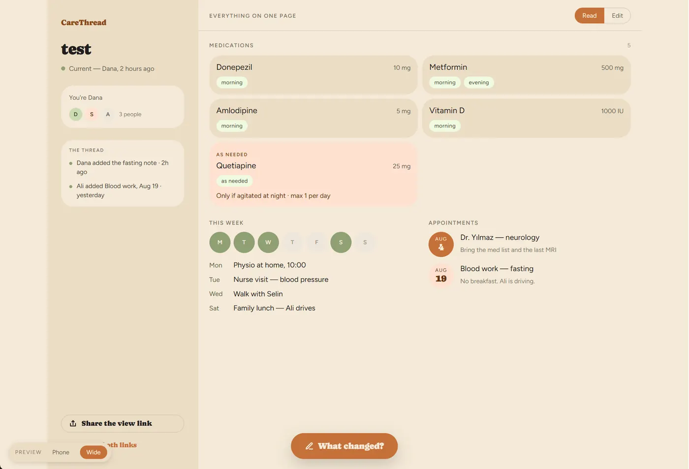 CARETHREAD — web app project screenshot